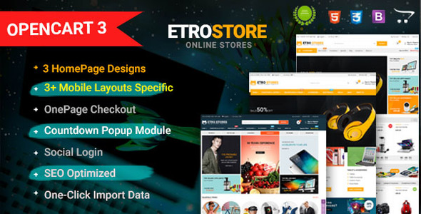 EtroStore - Drag & Drop Multipurpose OpenCart 3 & 2.3 Theme with Mobile-Specific Layouts