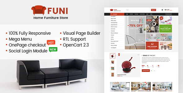 Funi - Drag & Drop eCommerce OpenCart 2.3 Theme