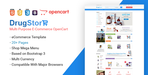 Drug Store Multipurpose e-Commerce OpenCart Theme
